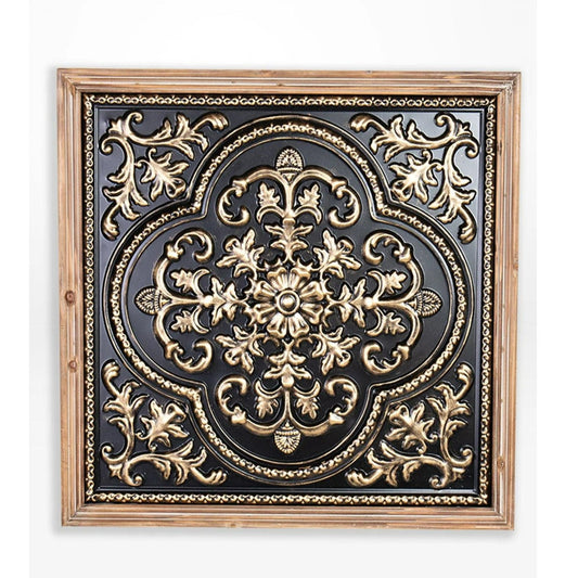 Pressed Metal Wall Art With Wood Frame - 4x65x65cm
