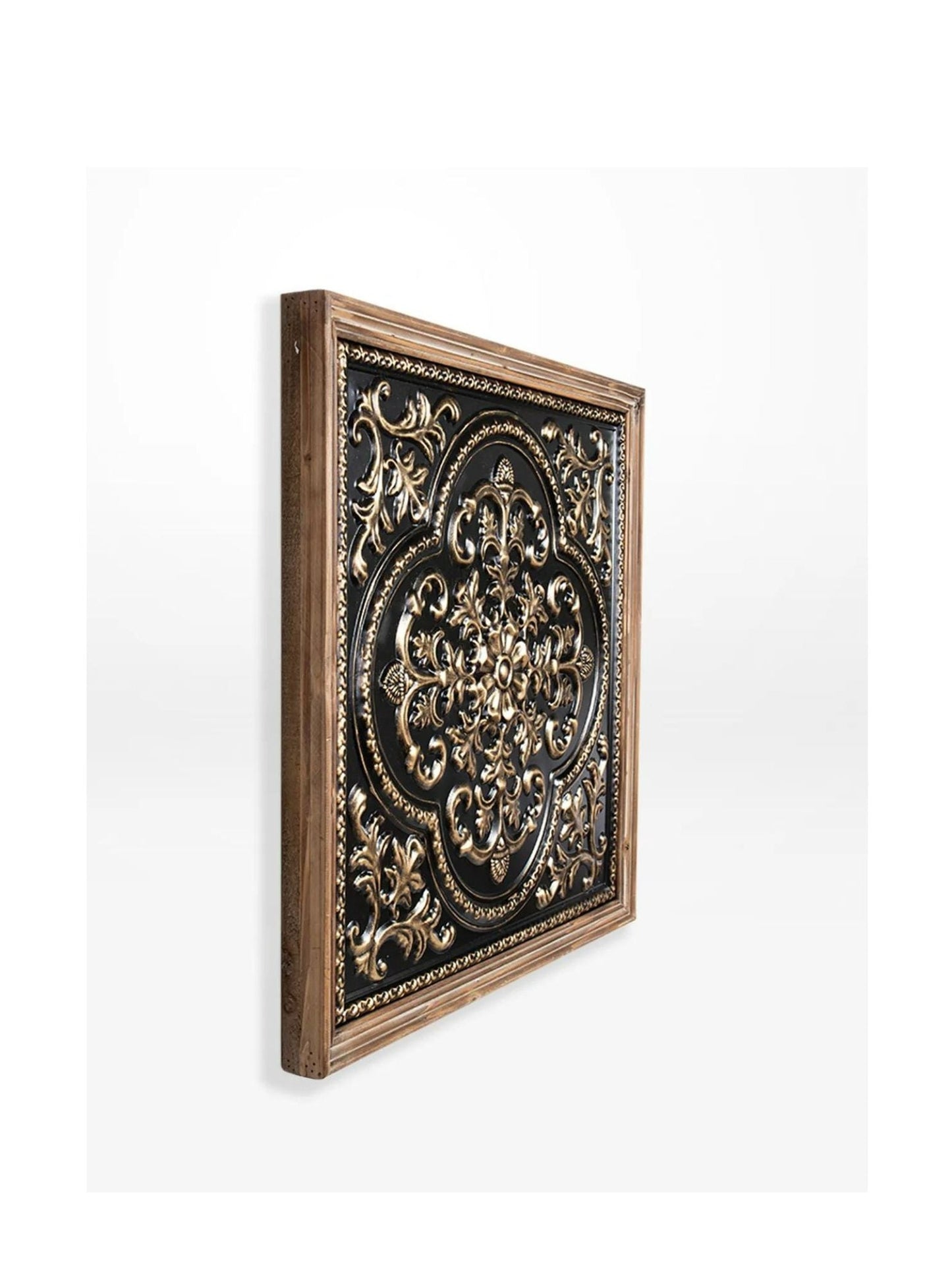 Pressed Metal Wall Art With Wood Frame - 4x65x65cm