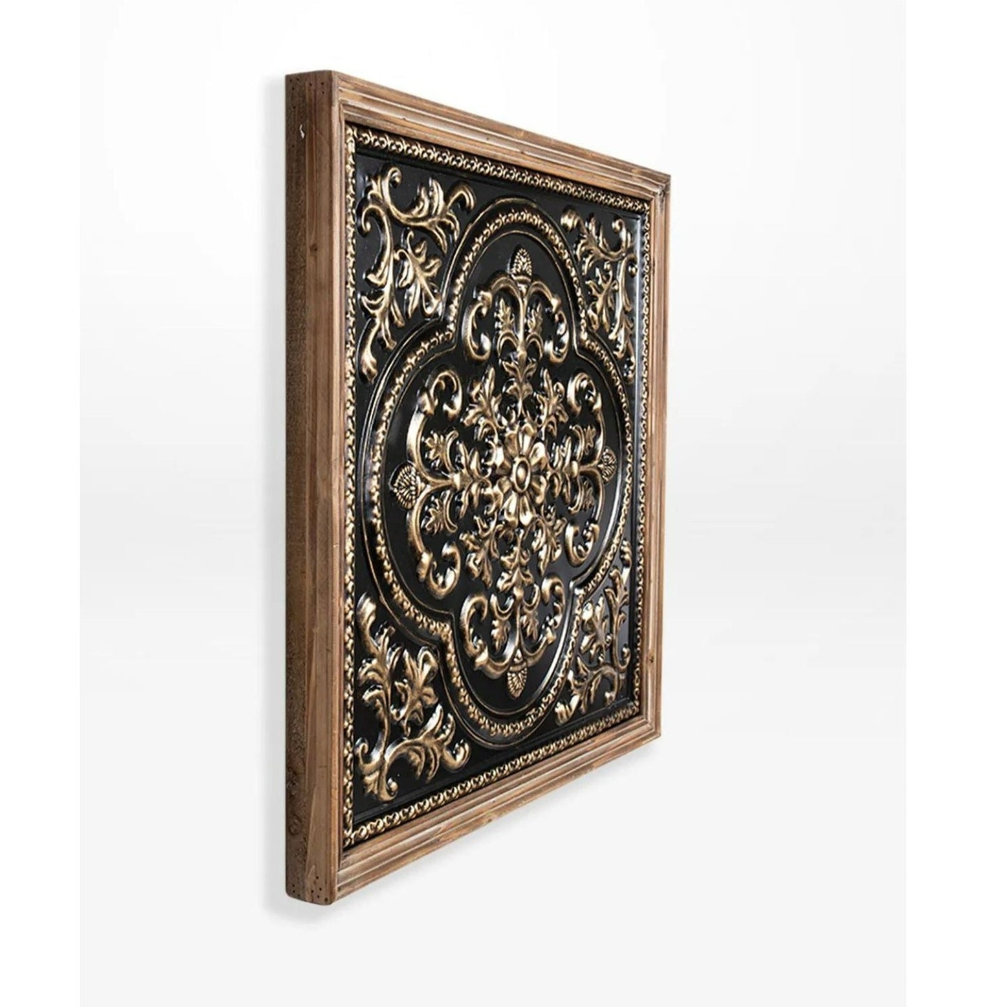Pressed Metal Wall Art With Wood Frame - 4x65x65cm