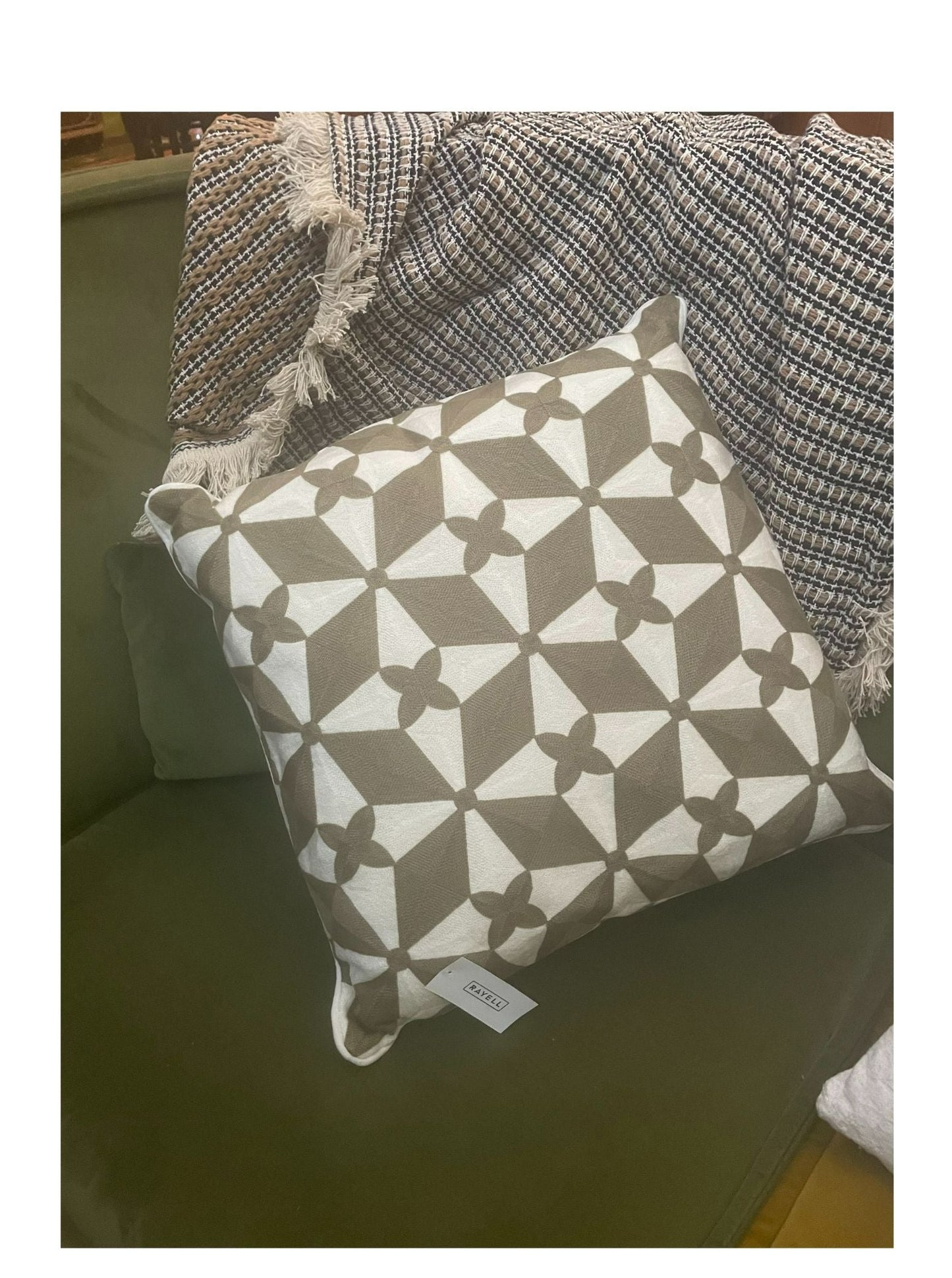 Indoor Cushion - Embroidered Cotton - Harvan - Beige 50x50cm