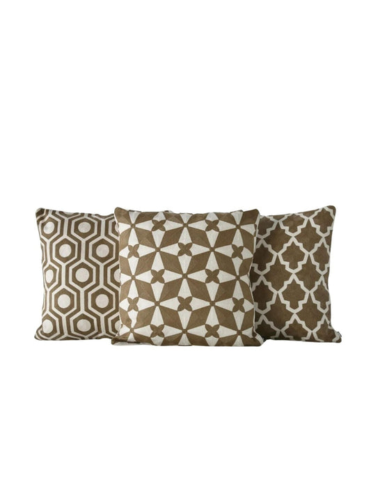 Indoor Cushion - Embroidered Cotton - Harvan - Beige  50x50cm