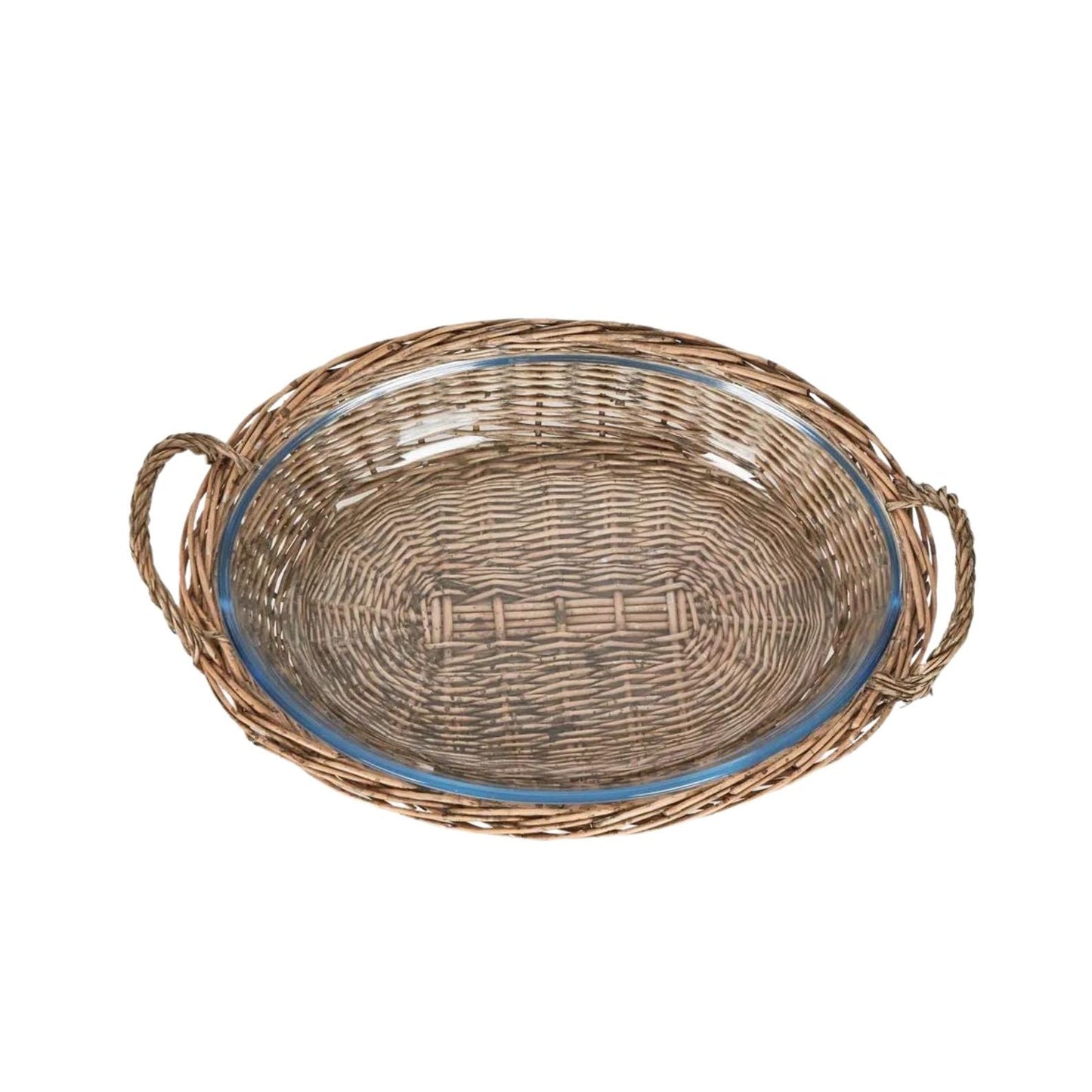 Oval Basket With Glass Dish