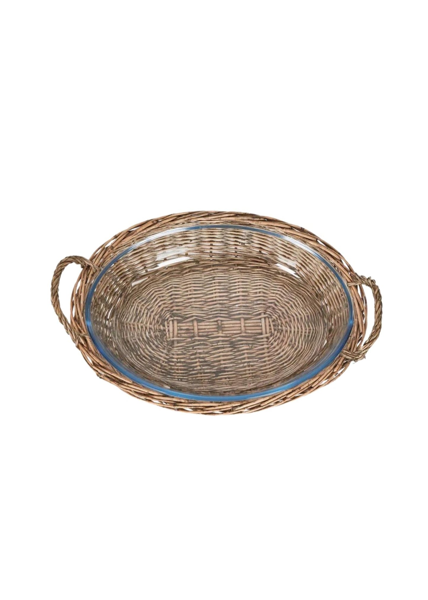 Oval Basket With Glass Dish
