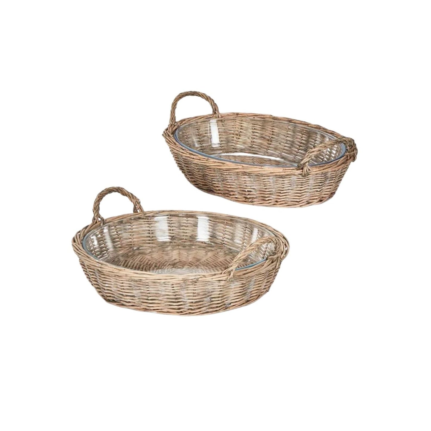 Oval Basket With Glass Dish