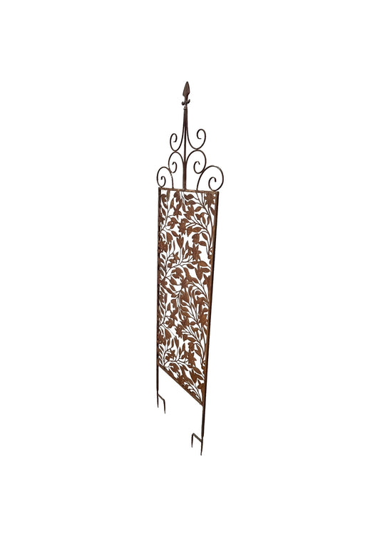 Rust Screen/Wall Art w/Fleur-de-lis+ Removable Stakes 43x1x168cm