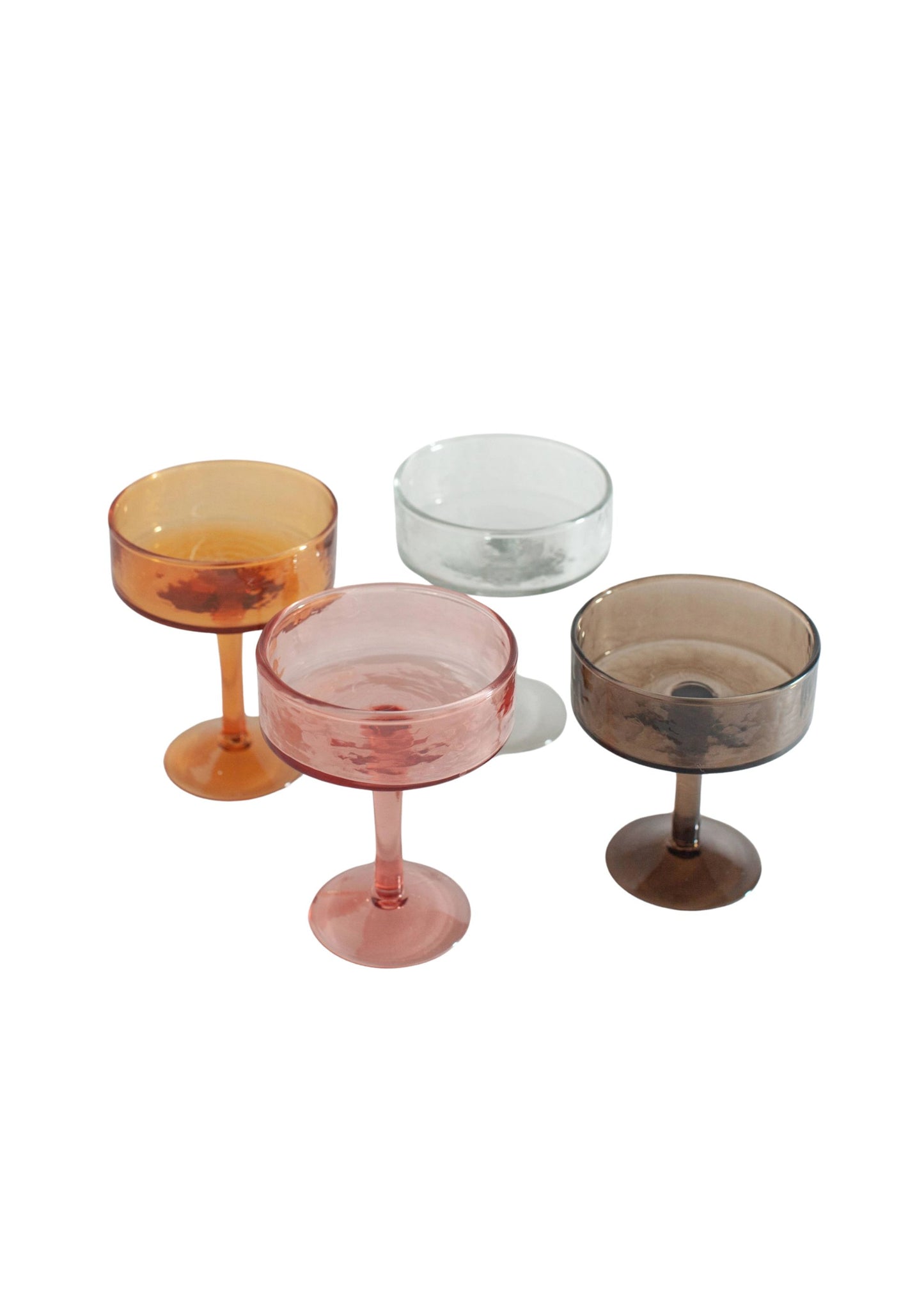 Handblown Hammered Coupe Cocktail Glass Pair