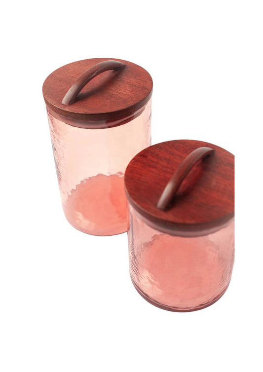 Handblown Hammered Glass Canisters
