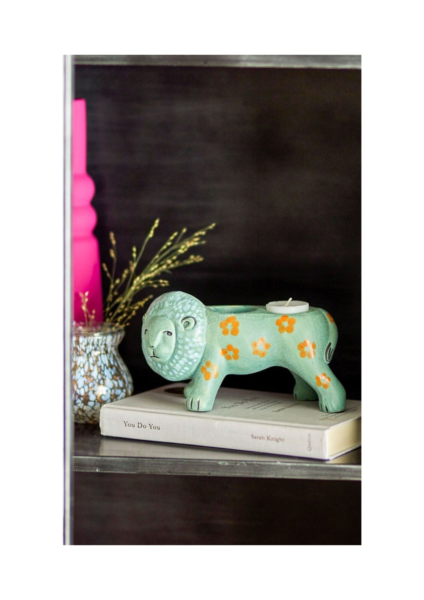 Bloomingville-Leander Votive, Blue, Stoneware