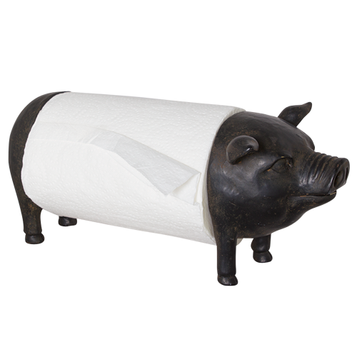 Kitchen Paper Towel Dispenser  Black Resin - Pig