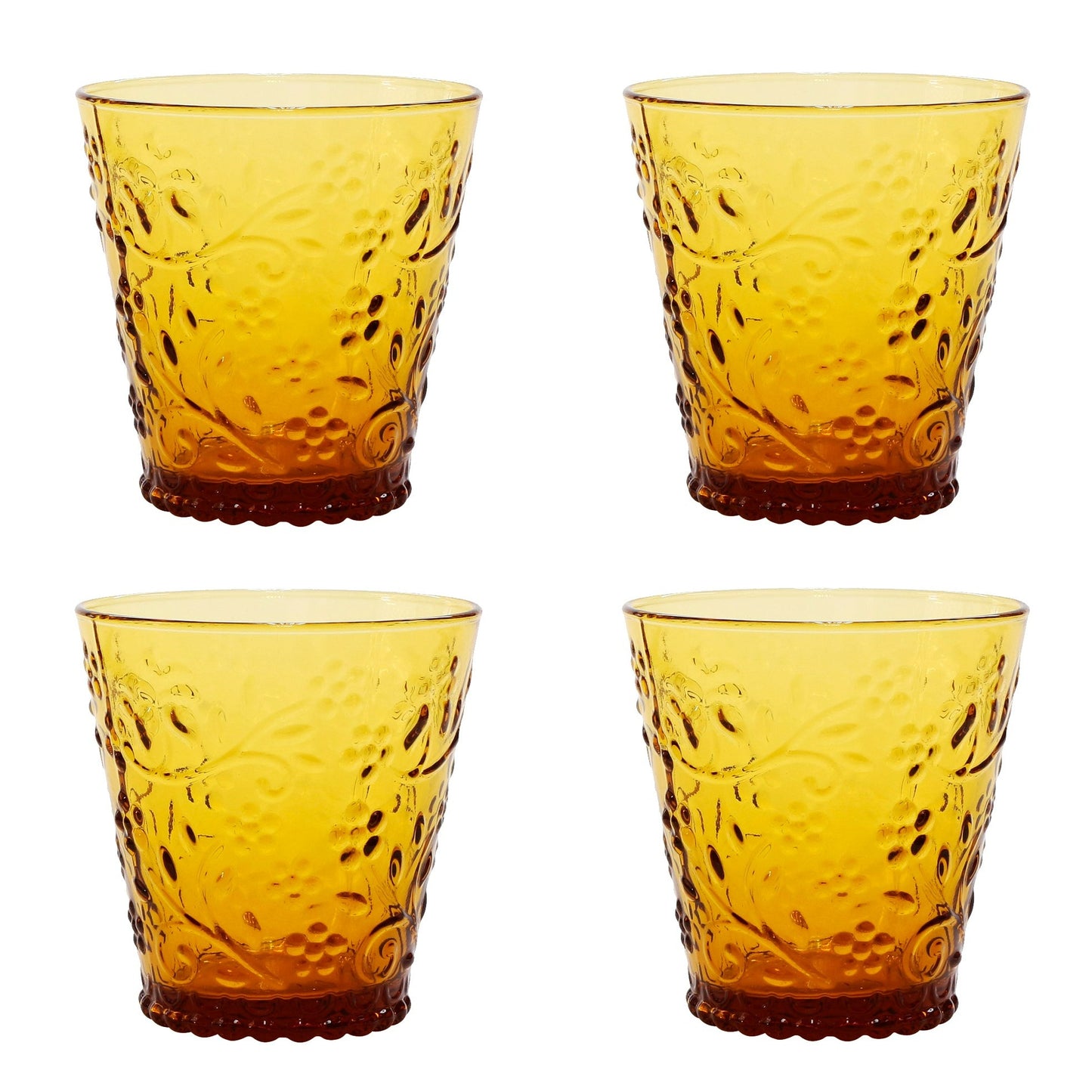 Embossed Glass Tumbler Set of 4 Amber Dusk
