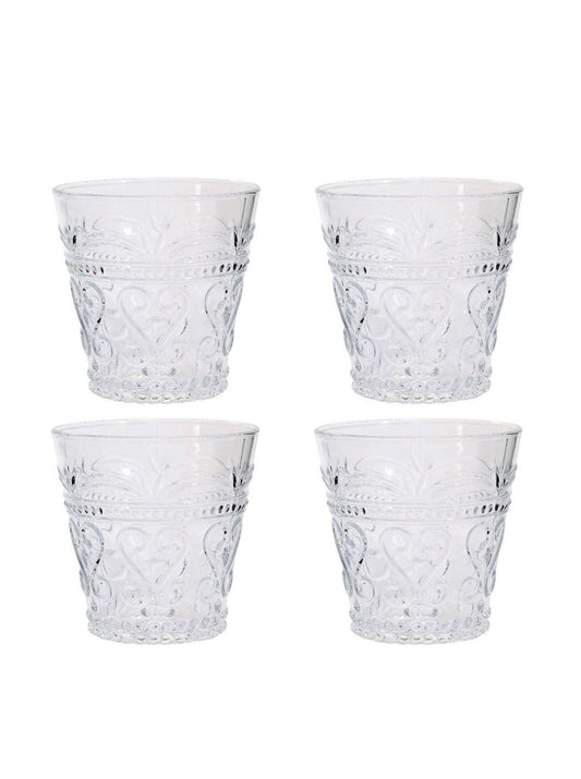 Embossed Glass Tumbler Set of 4 Clear 8oz