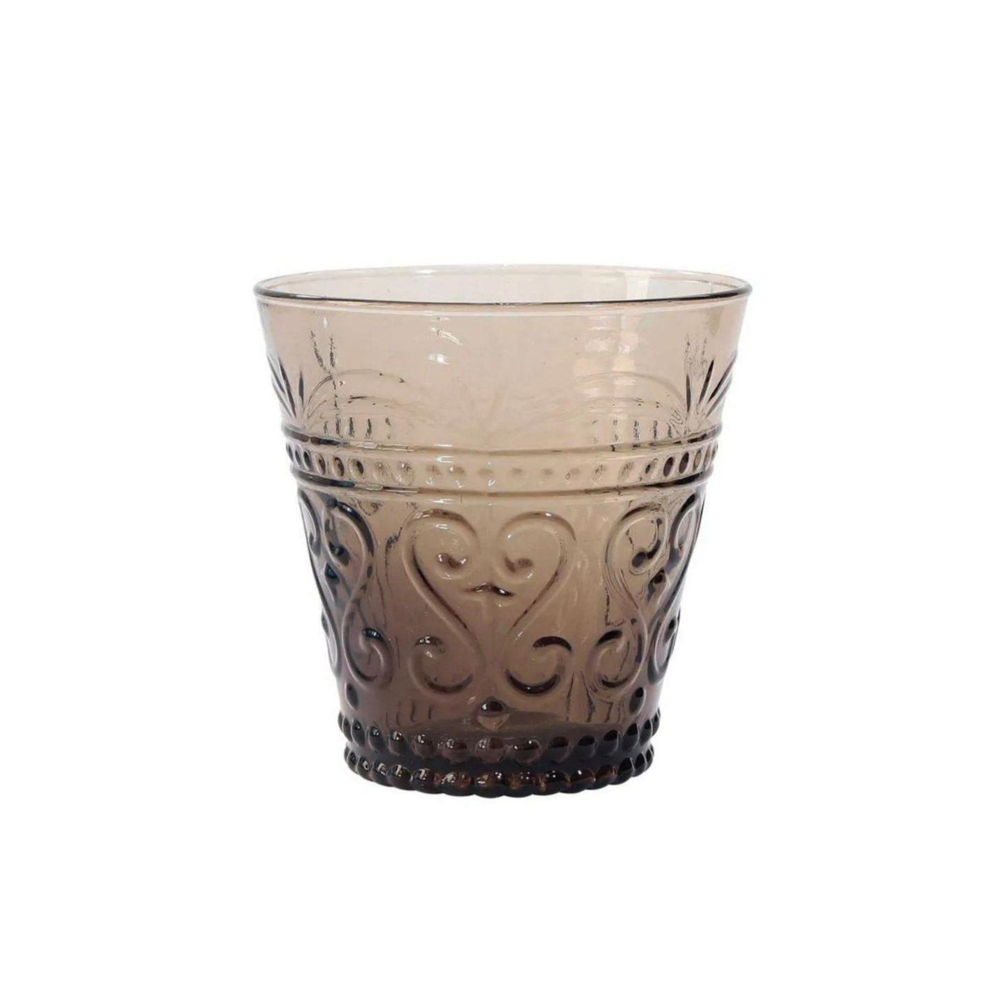 Embossed Glass Tumbler Set of 4 Smoky Topaz