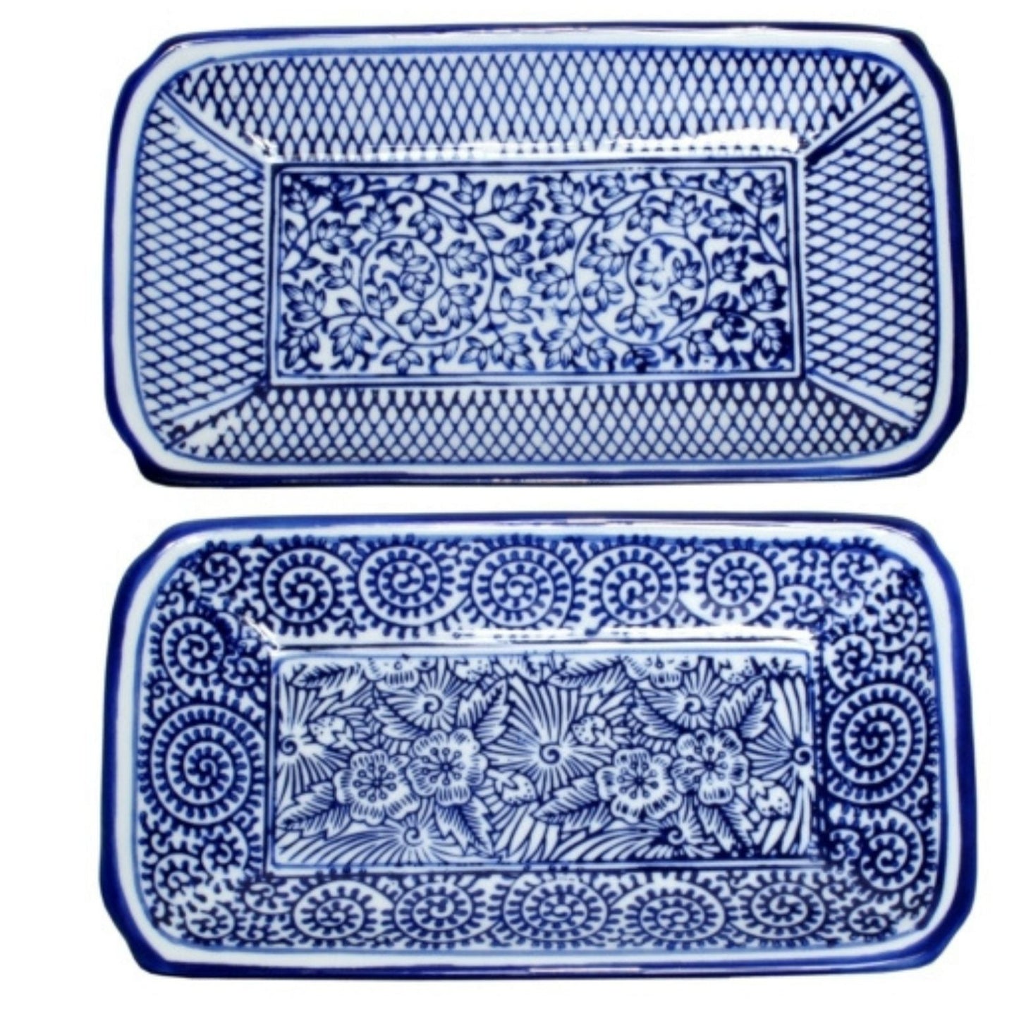 Blue & White Flat Dish 21 cms Set of 2