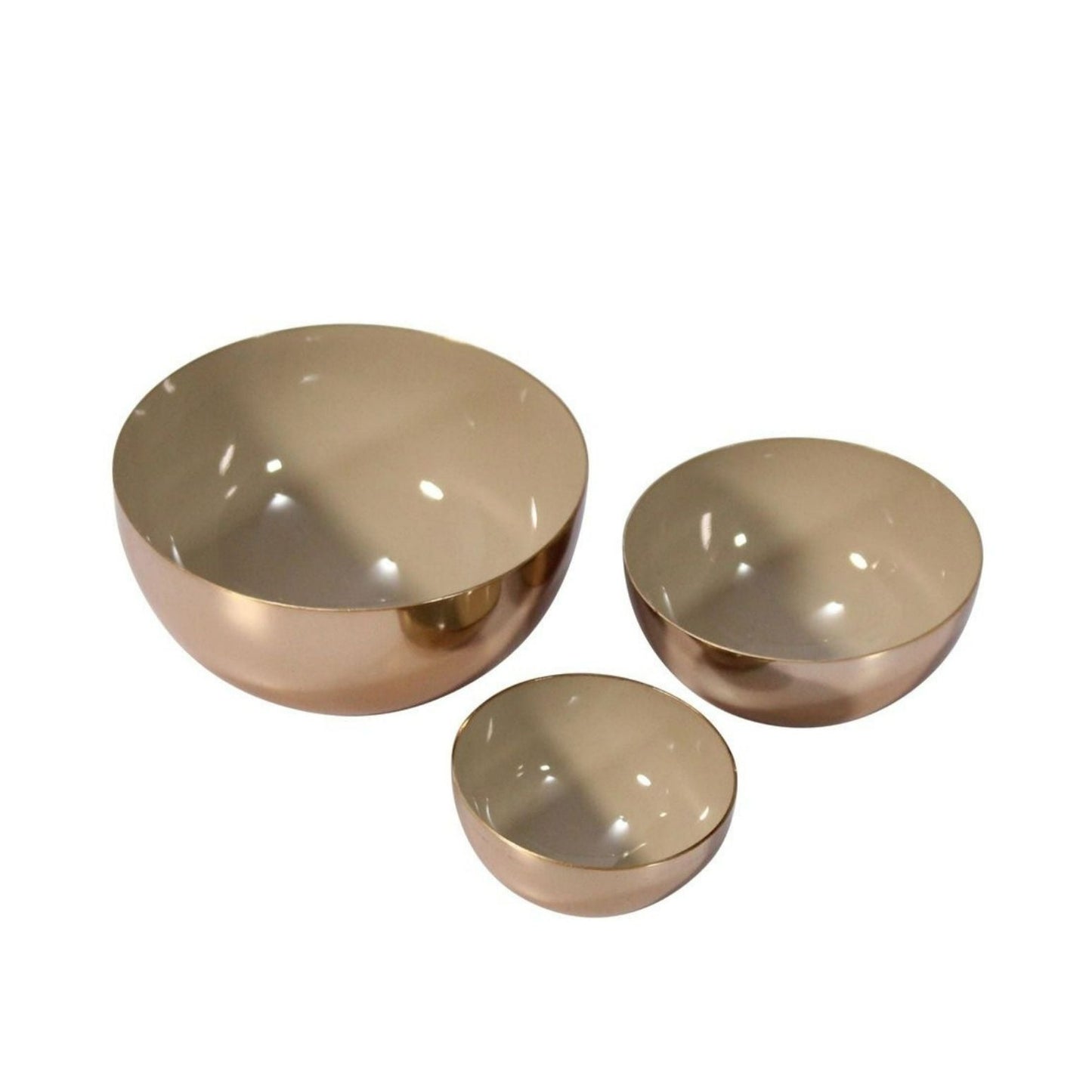 Taupe Brass Enamel Condiment Bowl Set of 3