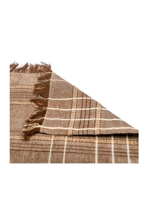 Textured Check Tablecloth Earth Brown
