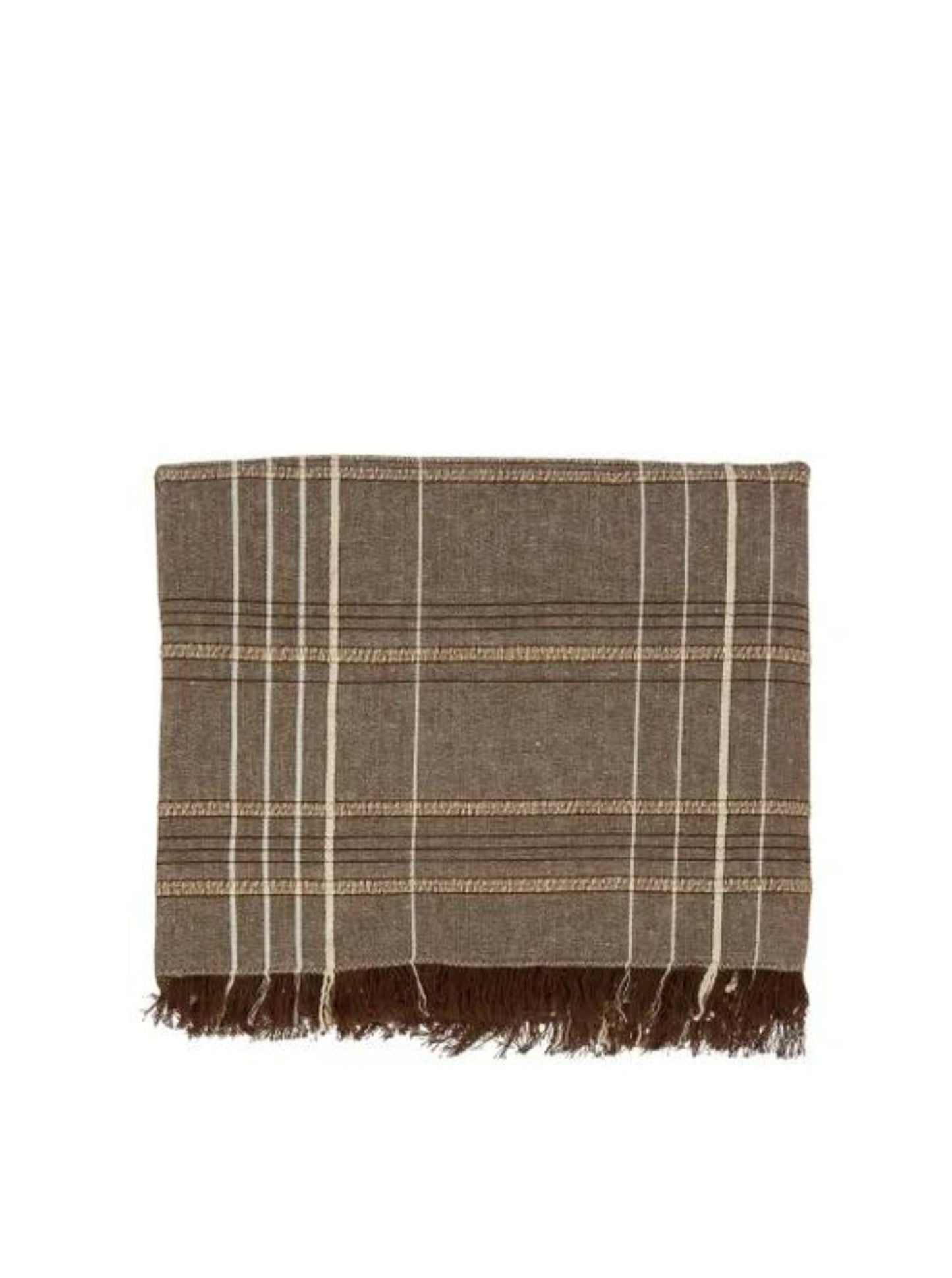 Textured Check Tablecloth Earth Brown