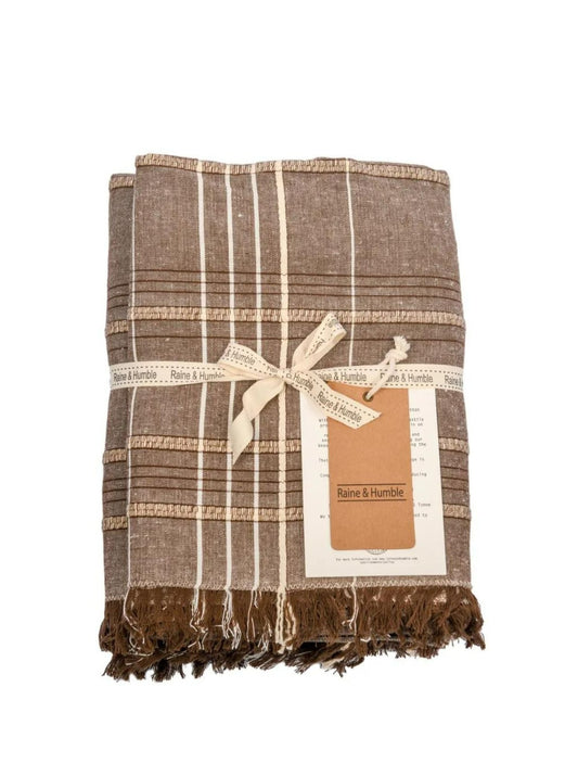 Textured Check Tablecloth Earth Brown