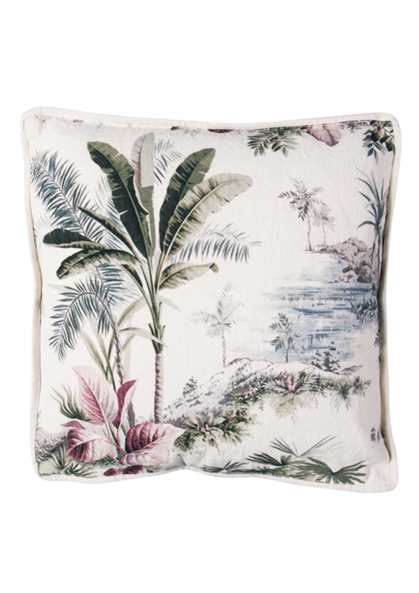 Palm Tree Canvas Cushion box edge