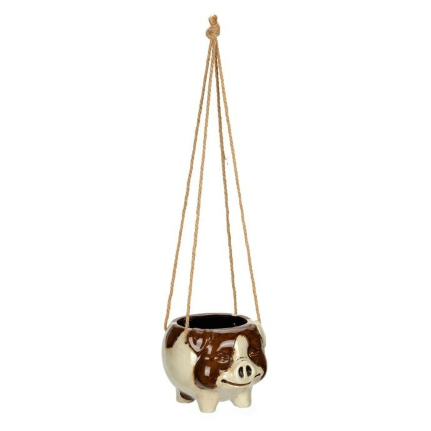 Hanging Pig Pot Planter with Jute Hanger
