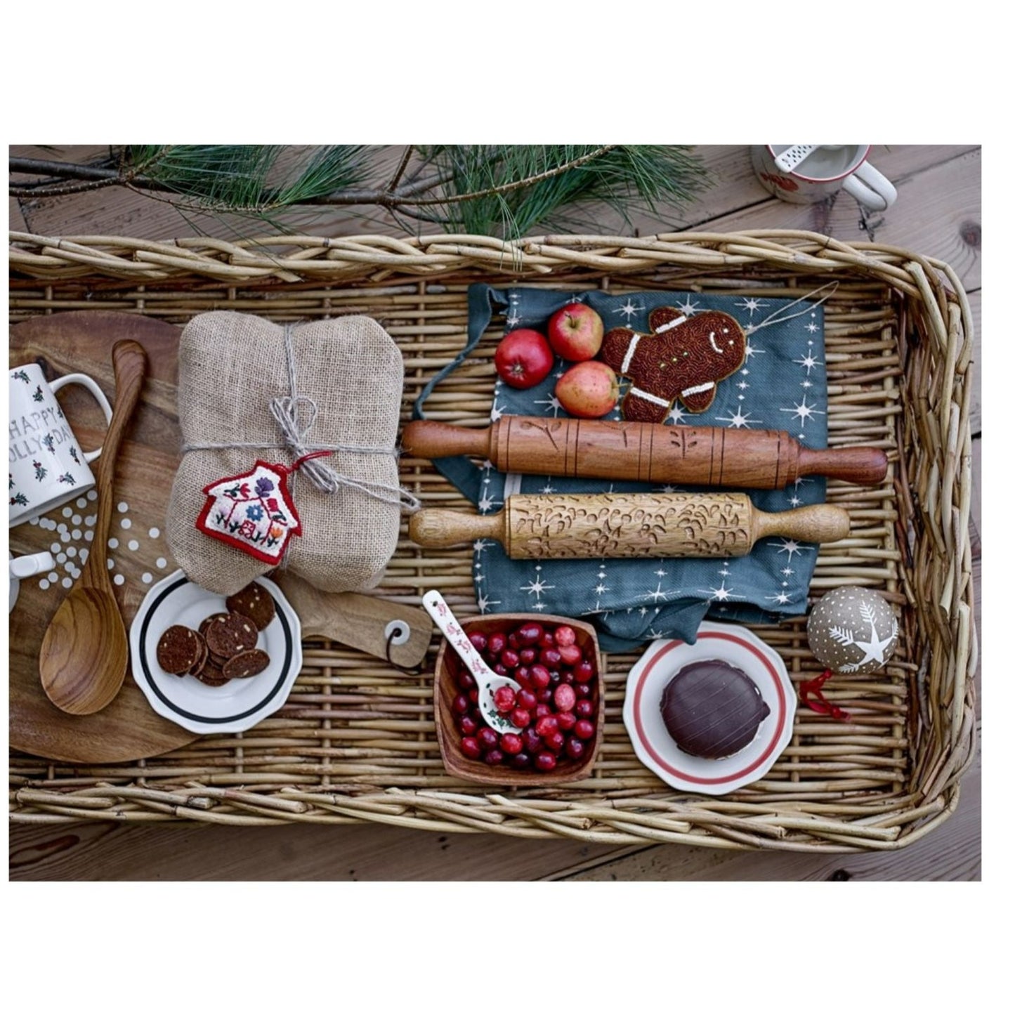 Carved Recycled Wood Set of 3 Rolling Pins