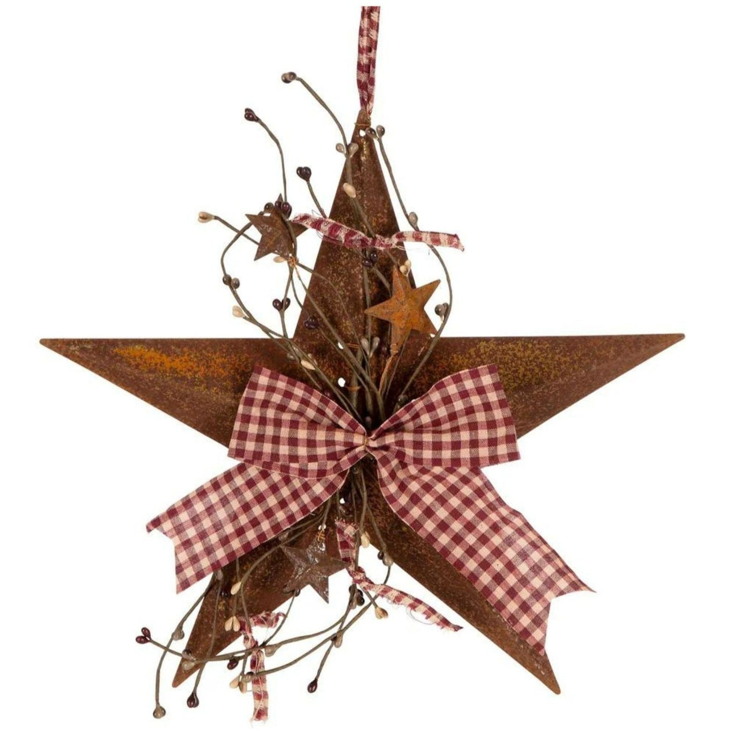Dural Gingham Bow Rusty Hanging Star Decoration