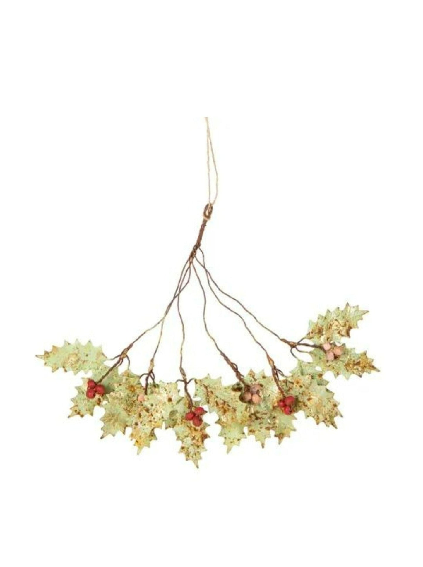 Gilded Iron Holly Hanging Decoration