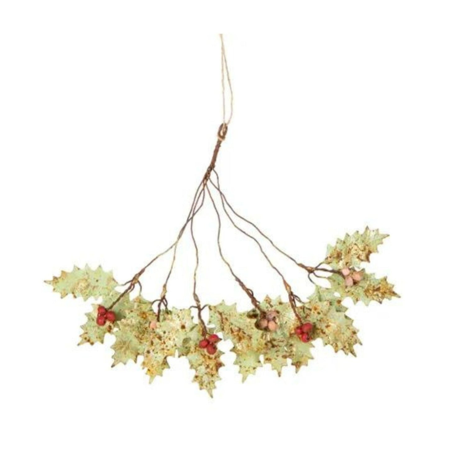 Gilded Iron Holly Hanging Decoration