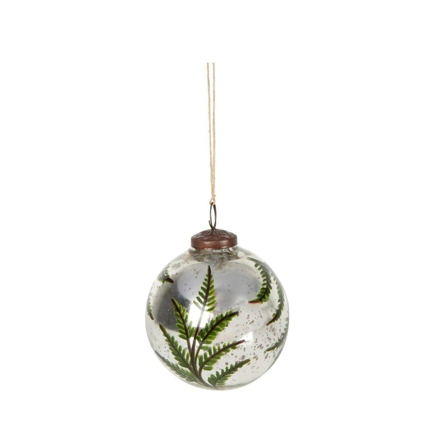 Silver Pine Hand Painted Glass Mirror Bauble