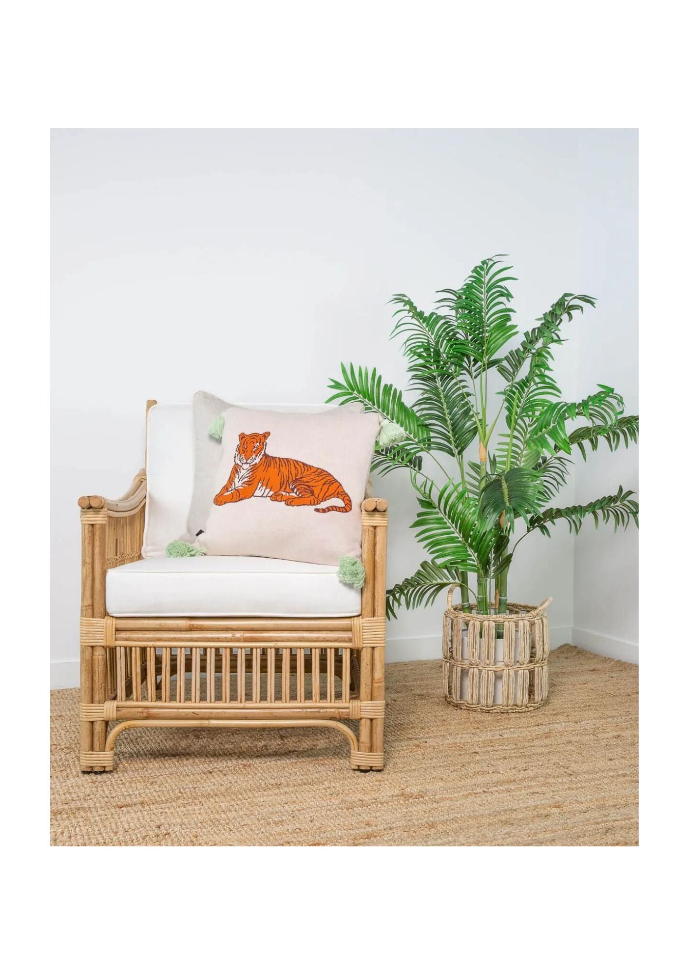 Kids Cushion - Tiger - Natural Cream - 45x45cm SKU: UNI12