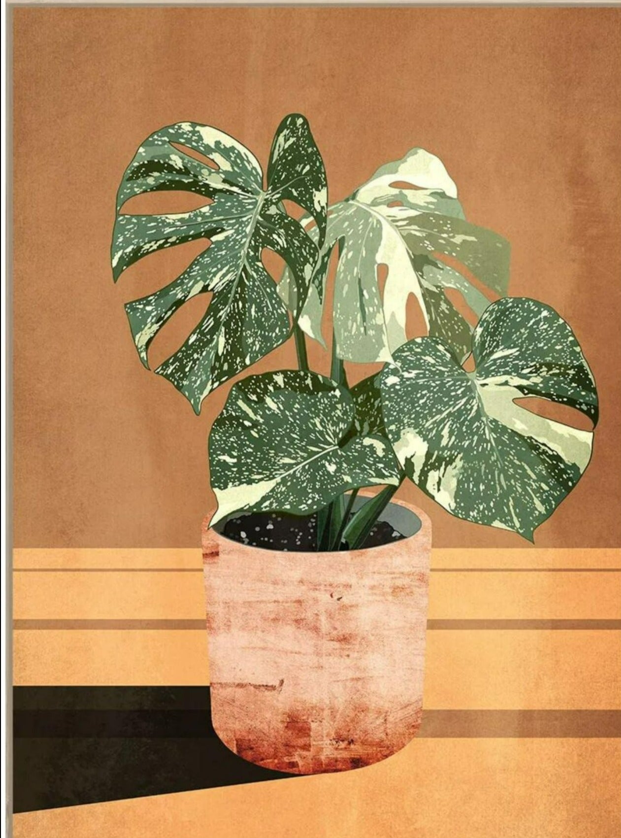 Framed Canvas Artwork - Potted Monstera