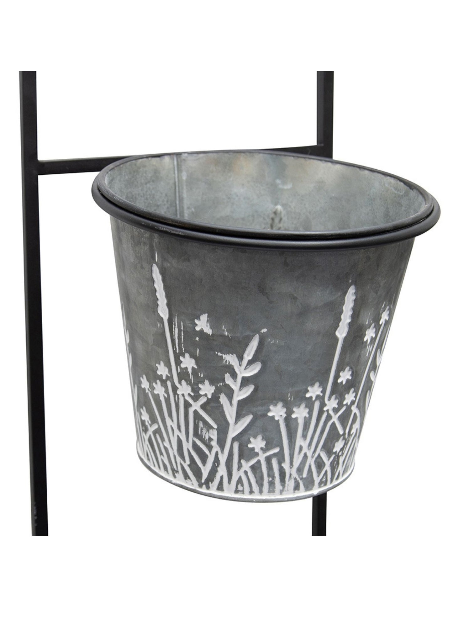 Set of 2 Nested3-Pot Galvanised With Wildflower Wall Planters