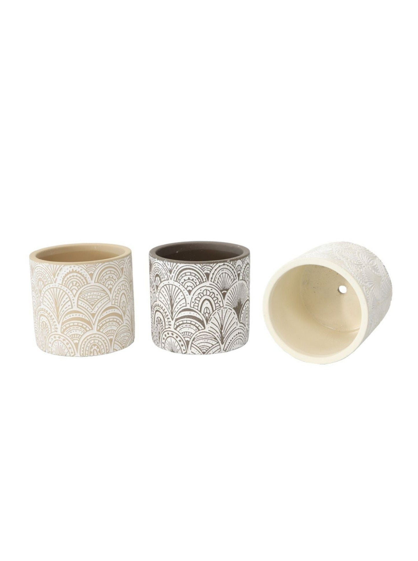 Set of 3 Assorted Cement Pot Planters