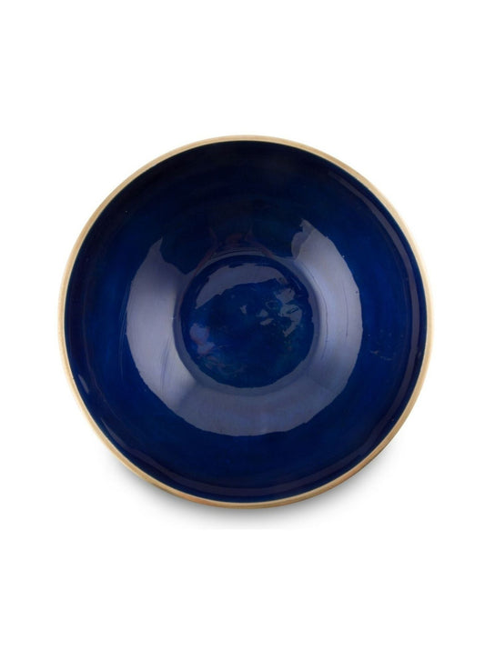 Gold / Cobalt Blue Round Serving Bowl
