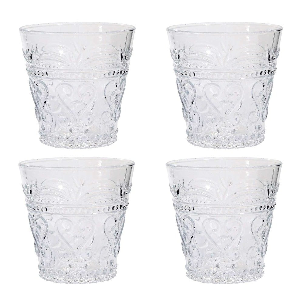 Embossed Glass Tumbler Set of 4 Clear 8oz