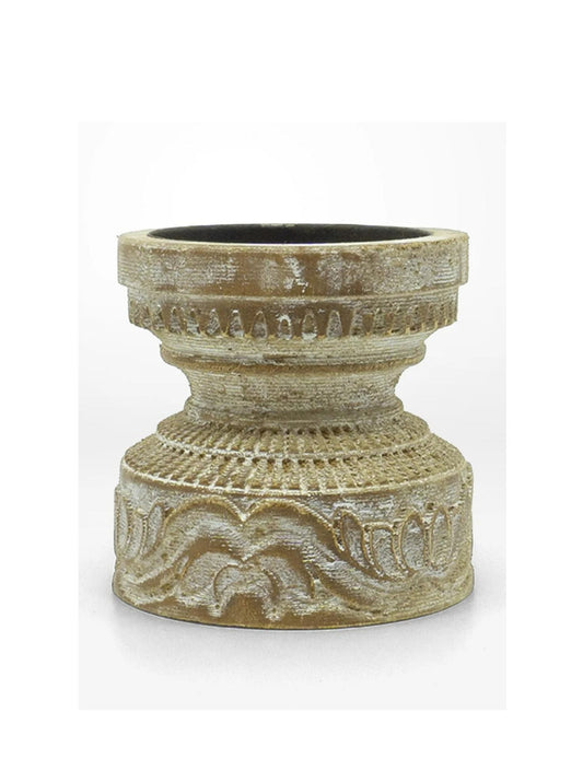 Wooden Candle Holder - 12x11x12cm