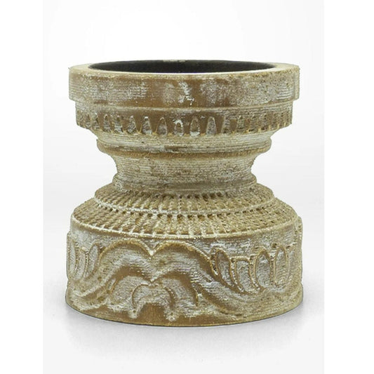 Wooden Candle Holder - 12x11x12cm