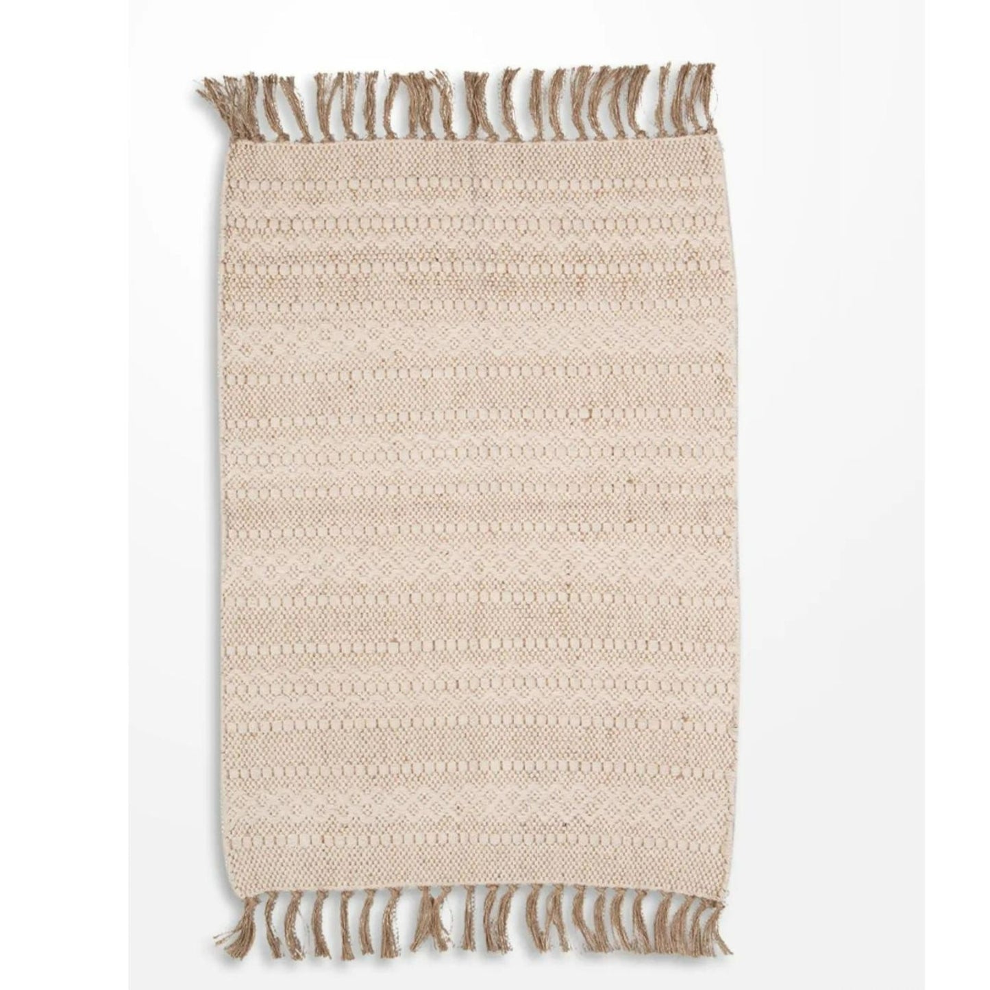 Cotton & Jute Small Rug - Wheat - 90x60cm