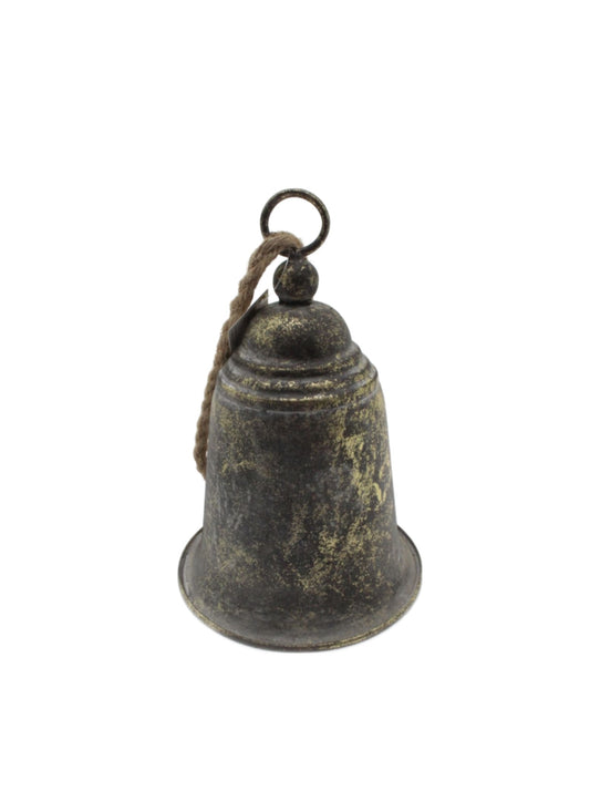 Large Hanging Bell w/Rope-Rust 20x28cm