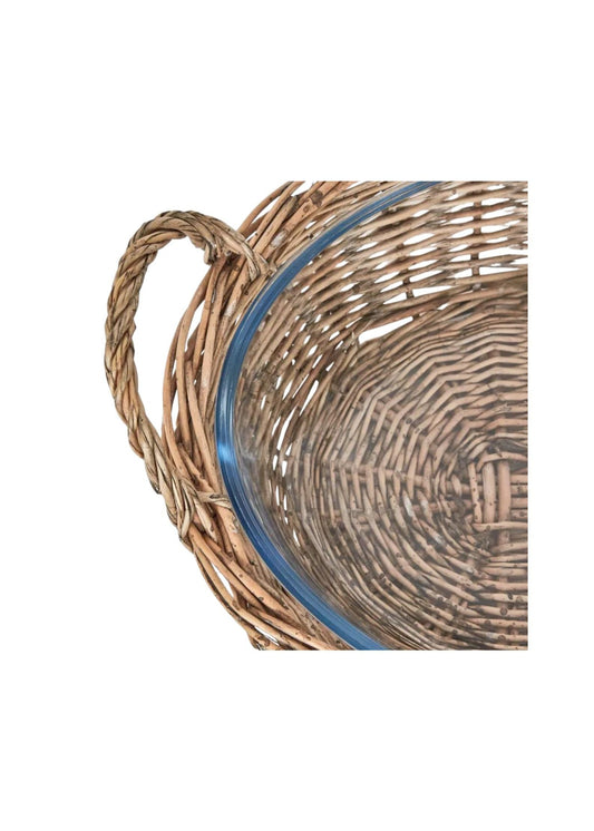 Oval Basket With Glass Dish