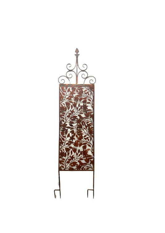 Rust Screen/Wall Art w/Fleur-de-lis+ Removable Stakes 43x1x168cm