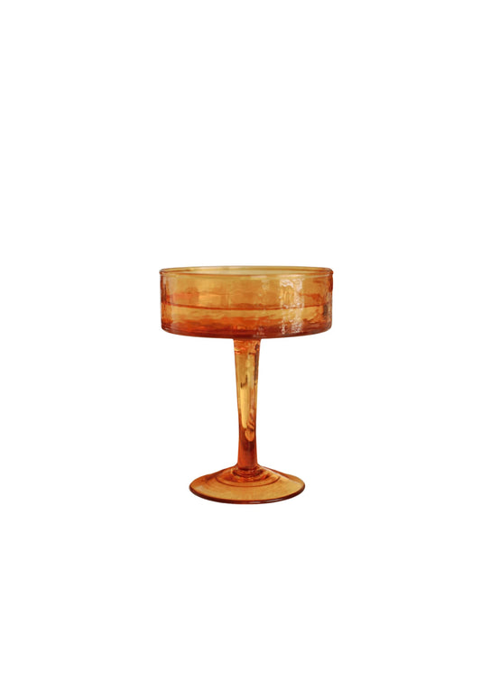 Handblown Hammered Coupe Cocktail Glass Pair