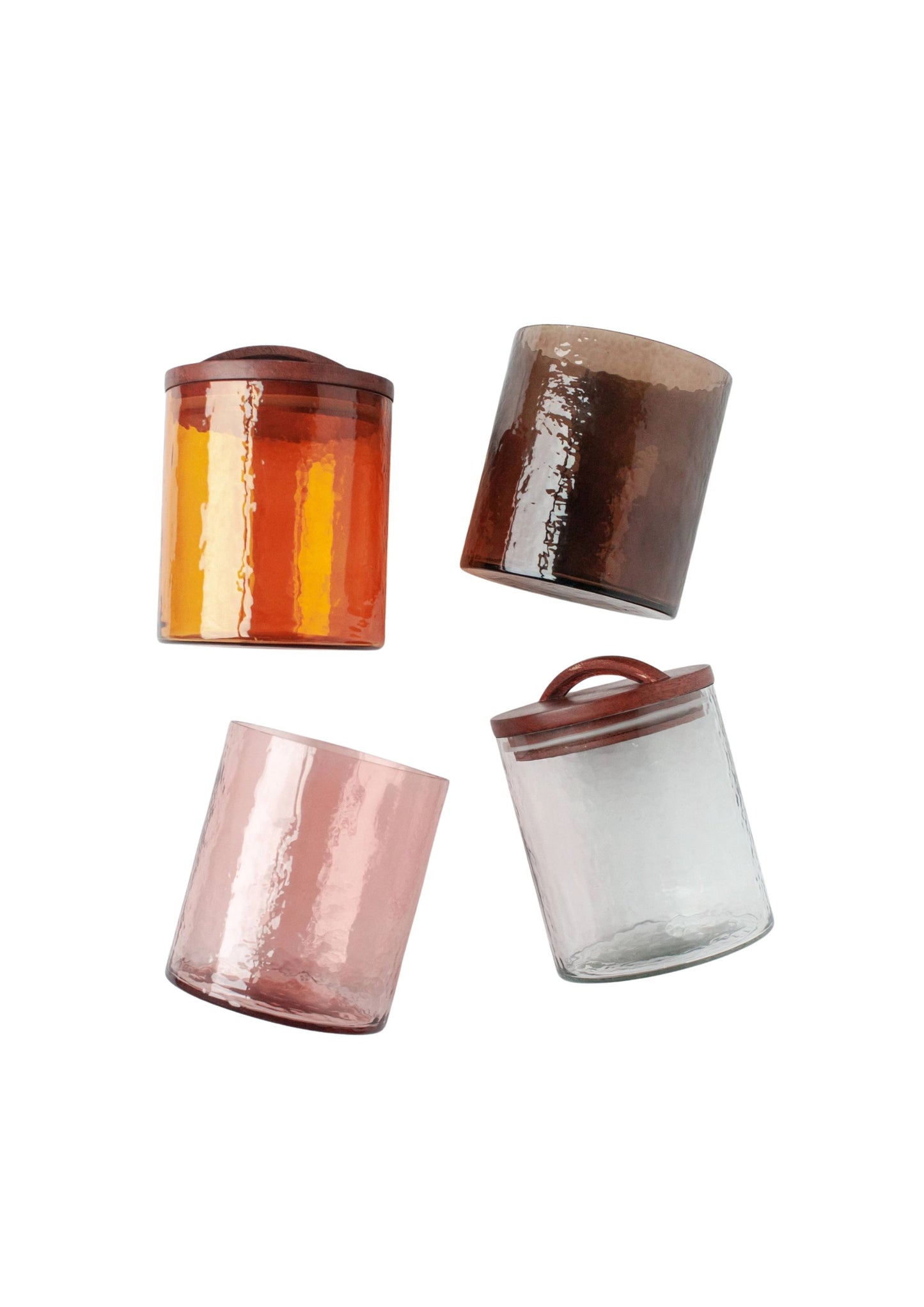 Handblown Hammered Glass Canisters