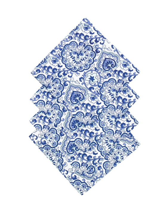 Blue Alya Screen Printed Napkins set of 4