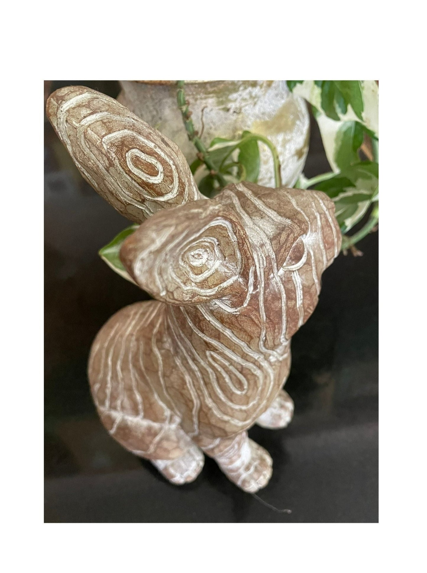 Carved Resin Rabbit Sitting