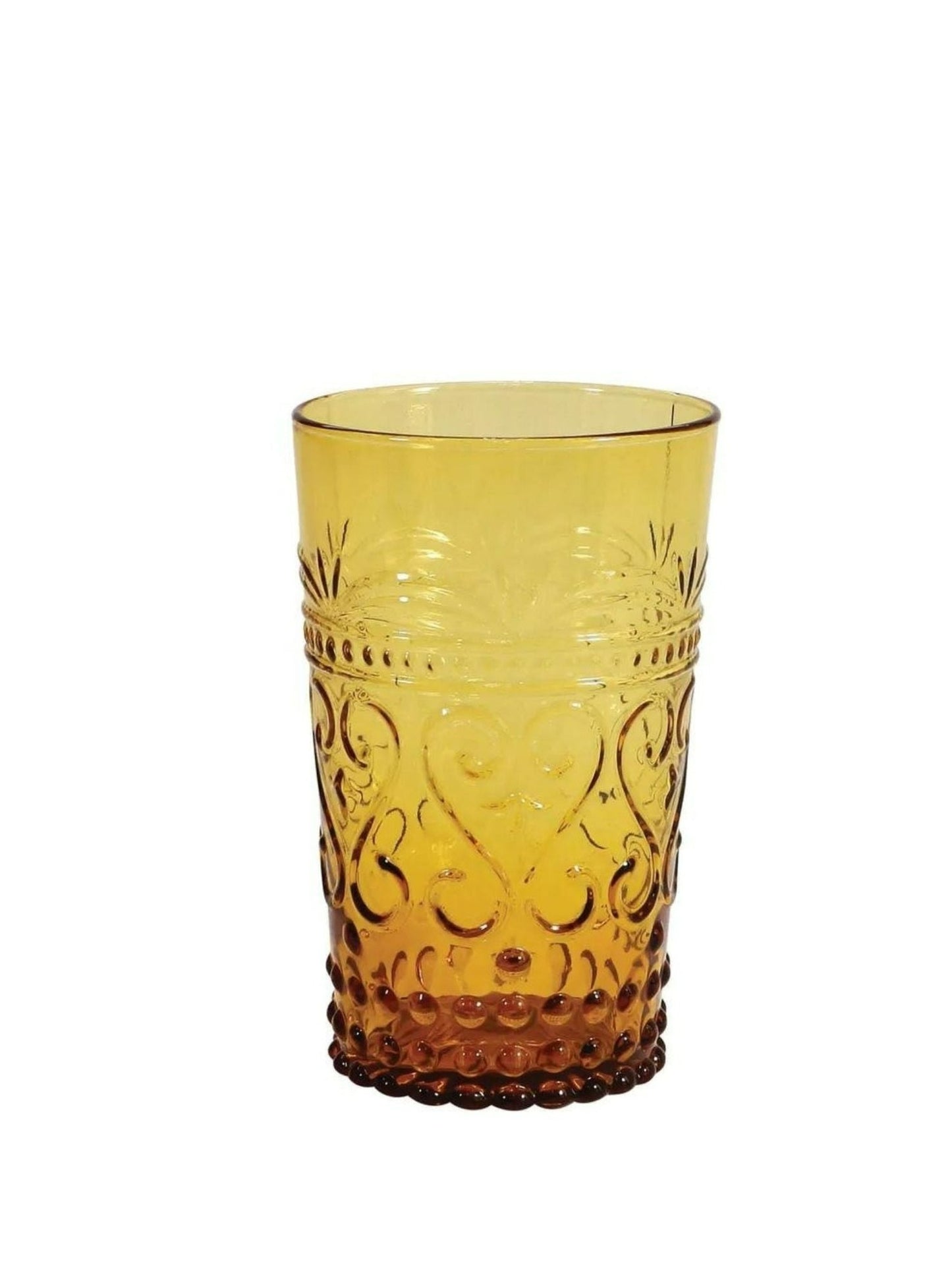 Embossed Coloured Glass Tumbler Set of  4  Berber Sunset