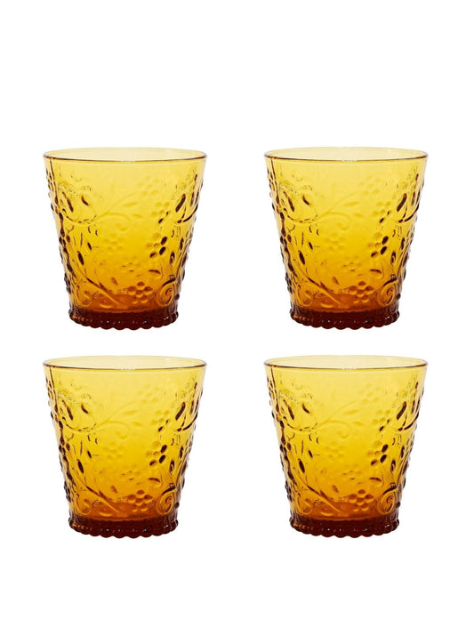 Embossed Glass Tumbler Set of 4 Amber Dusk