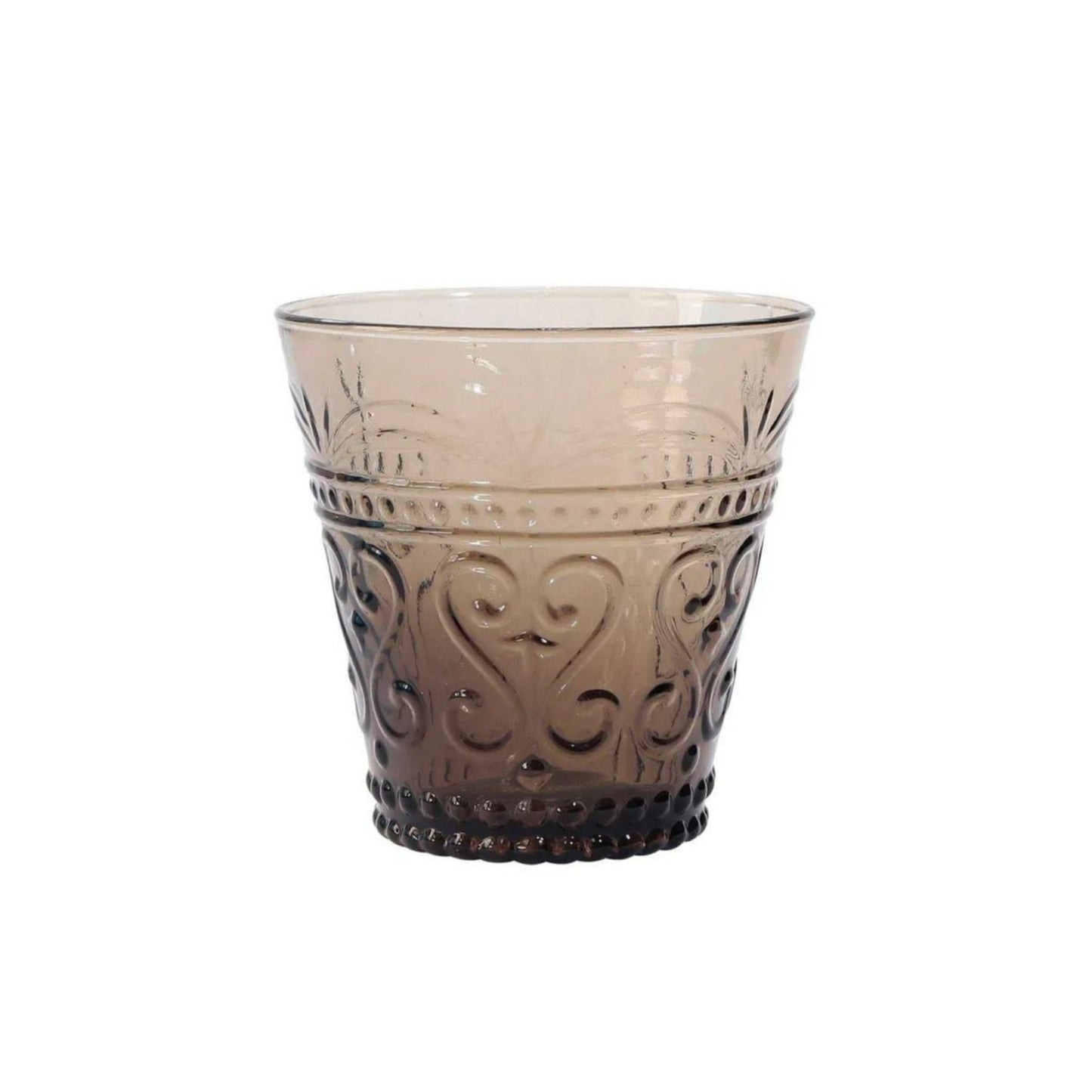 Embossed  Glass Tumbler Set of 4 Smoky Topaz