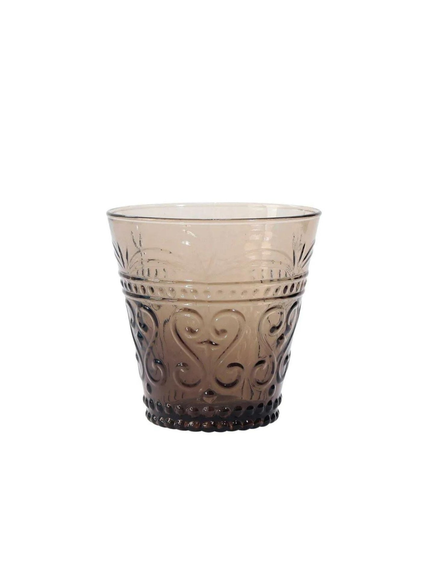 Embossed  Glass Tumbler Set of 4 Smoky Topaz