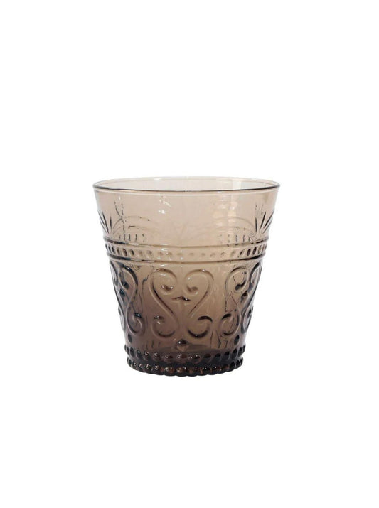 Embossed Glass Tumbler Set of 4 Smoky Topaz