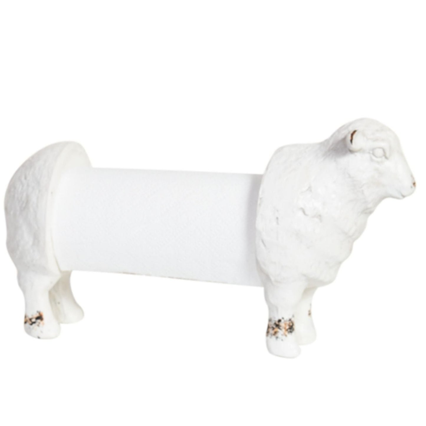 Kitchen Paper Towel Dispenser - White Resin Lamb